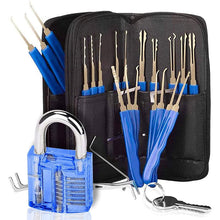 24 Piece Lock Pick Set with 1 Clear Practice and Training Locks Multitool Set