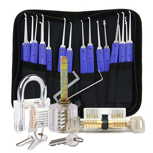 KLOM 18 Piece Lock Pick Set with 3 Transparent Training Locks