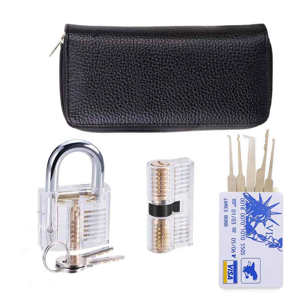 31 Pieces Lock Pick Set w/2 Transparent Training Lock,24 PCS Stainless Steel Lock Picking Kit,5 PCS Credit Card Lock Picking Kit