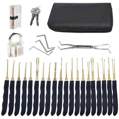 31 Pieces Lock Pick Set w/2 Transparent Training Lock,24 PCS Stainless Steel Lock Picking Kit,5 PCS Credit Card Lock Picking Kit