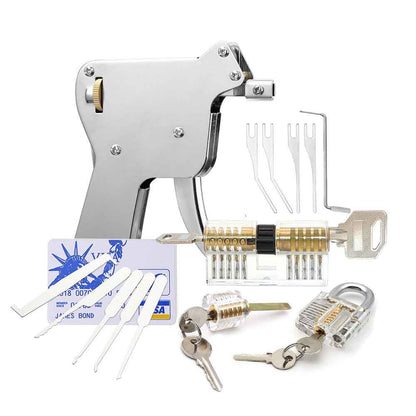 Lock Pick Gun Credit Card Lock Pick Set with 3 Training Practice Locks