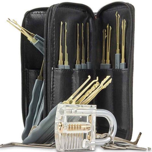 20 Piece Lock Pick Set Tools and 1 Clear Lock