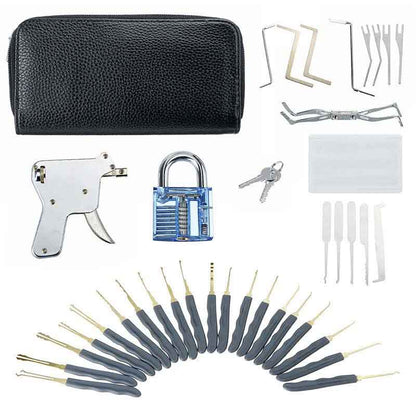 Lock Picks Set + Lock Pick Gun + Credit Card Set + Practice Lock