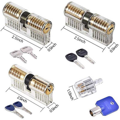 9 Practice Lock Set Transparent Lock Picking Training Set for Beginner and Locksmith