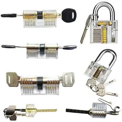 9 Practice Lock Set Transparent Lock Picking Training Set for Beginner and Locksmith