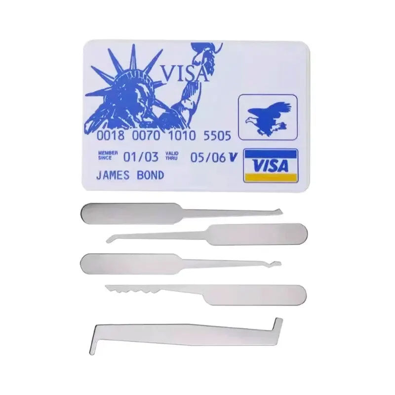 3 Pieces 7 Pin Tubular Lock Pick Kit with 5 Pieces Credit Card Lock Pick Tools and Transparent Tubular Lock