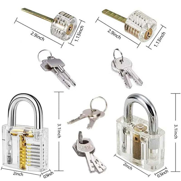 9 Practice Lock Set Transparent Lock Picking Training Set for Beginner and Locksmith