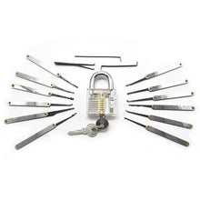 21 Pieces Lock Pick Set with Transparent Training Lock,15 PCS Stainless Steel Lock Picking Kit,5 PCS Credit Card Lock Picking Kit