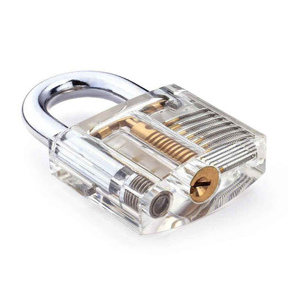 Foldable Lock Pick Set with Transparent Cutaway Inside View PadLock