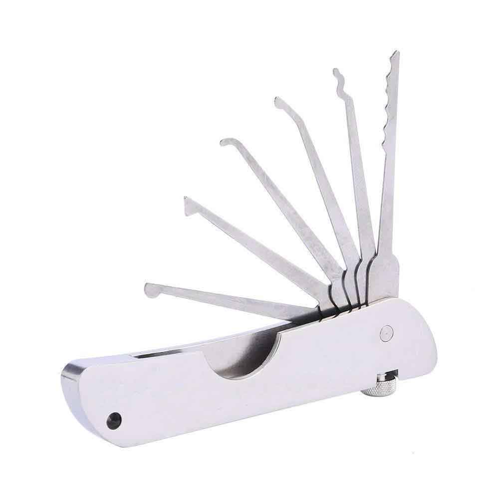 Foldable Lock Pick Set with Transparent Cutaway Inside View PadLock